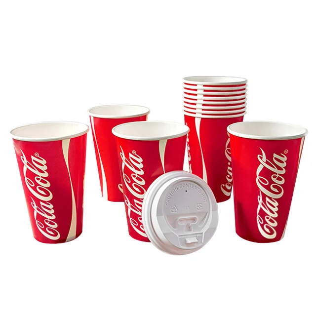 16oz 24oz Wholesale reusable cups with straw disposable paper for drink cola cold cup