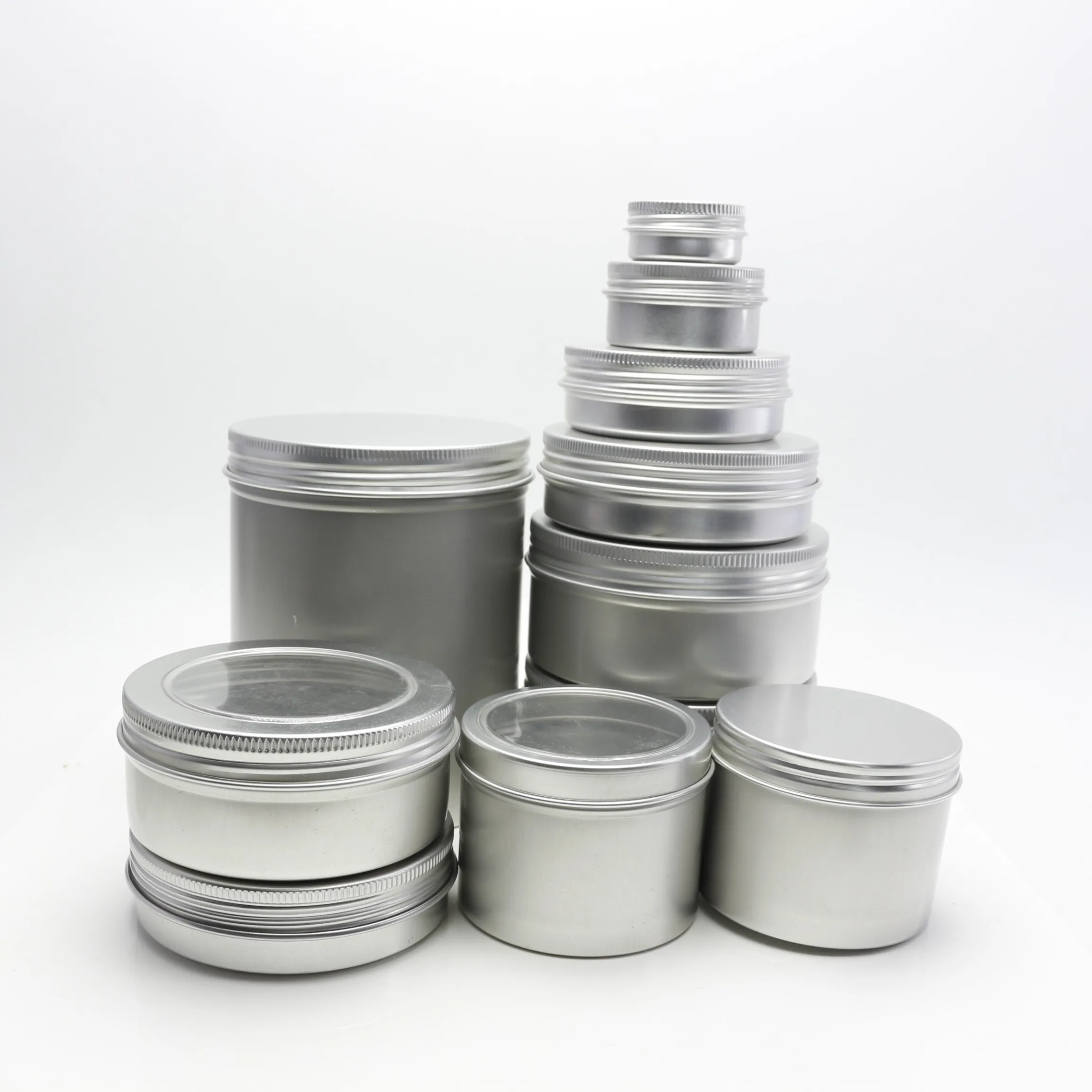 manufacture round aluminum tin cans jar 180ml 180g empty transparent window tin with slide lid AT-290K
