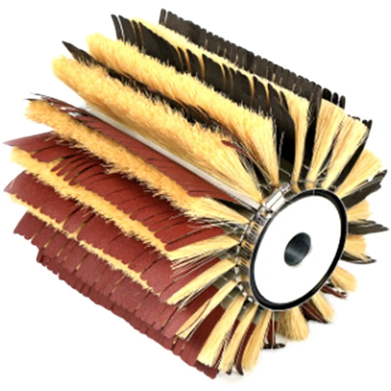 Custom Strip Industry Tampico Fiber Sisal Roller Brush with Sandpaper strip