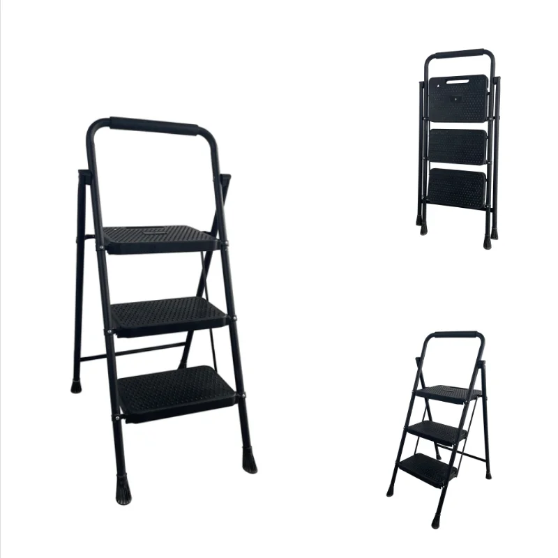 Black Nylon Plastic Latest PA Footboard Household A-frame Steel Ladders 3 Step Small Ladder