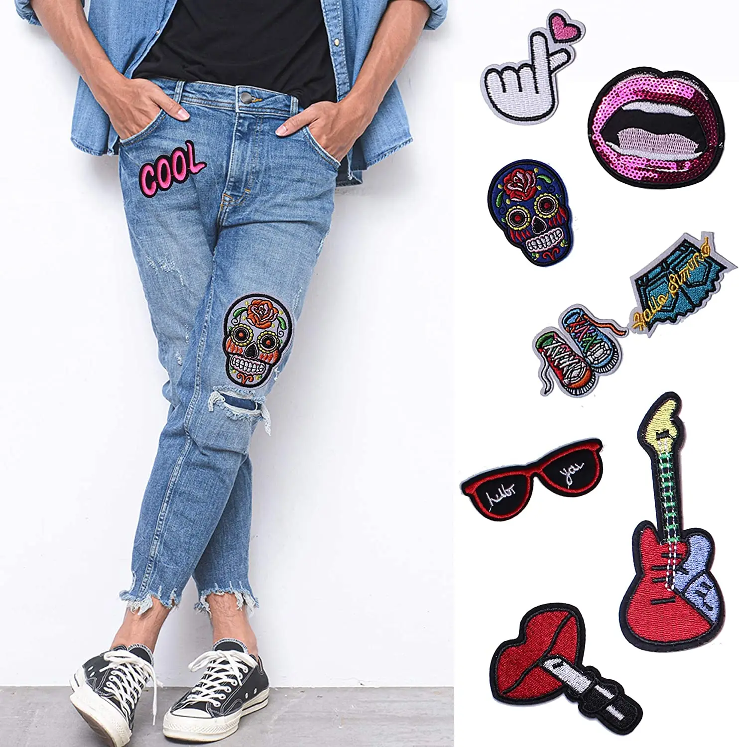 Custom Logo Text Motorcycle Biker Embroidery Patches Any Size Any Logo Decorative Patches Iron on Sew on Hook & Loop Fasten