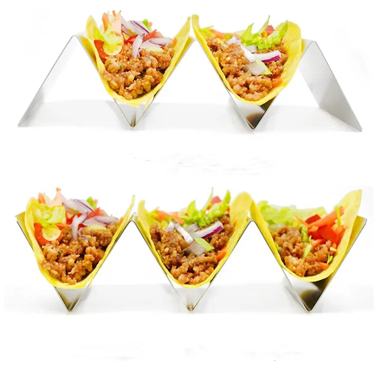 Factory wholesale Reusable Food garde 3 pack Taco stand holder Stainless Steel taco rack kitchen gadgets