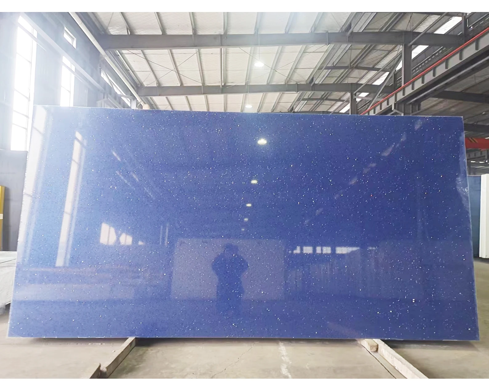 Artificial Quartz Surface Manufacturers Blue Sparkle Mirror Fleck Quartz Stone Countertops
