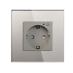 WiFi Smart Plug EU Wall Socket Power Monitor Timing Function Smart Life Tuya App Remote Control Glass Panel Blue Backlight