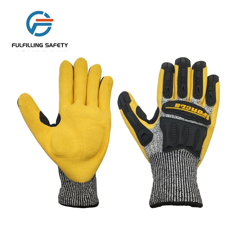 Working protective oil proof reusable anti cut mechanic labor work safety glove with TPR reinforcement