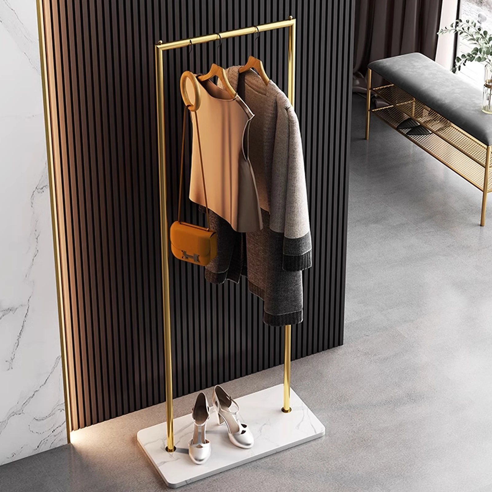 Free Standing Coat Rack Marble Base Clothes Stand Hat And Coat Rack For Hallway Umbrella Stand