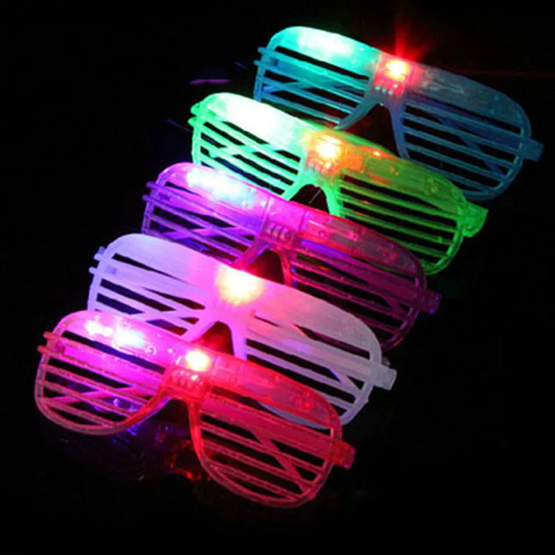 Led Shutter Shades Glasses 6 Colors Luminous Light Up Flashing Neon Glasses Glow in Dark Party Favors Led Party glasses