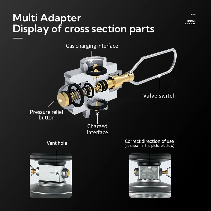 Campingmoon Silver camping gears 3 in 1 set  gas can refill adapter  butane propane canister saver  cartrige set durable gas can