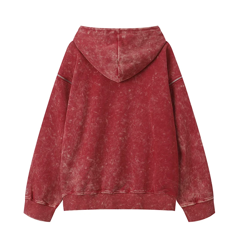 High Quality Cotton Acid Washed Hoodie High Street Series Washing Old Sweater Acid Washed Oversized Hoodie For Men