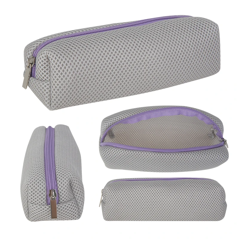 Customized Boys Girls School Supplies Pen Bag Pouch Large Capacity Contrast Mesh Pencil Case
