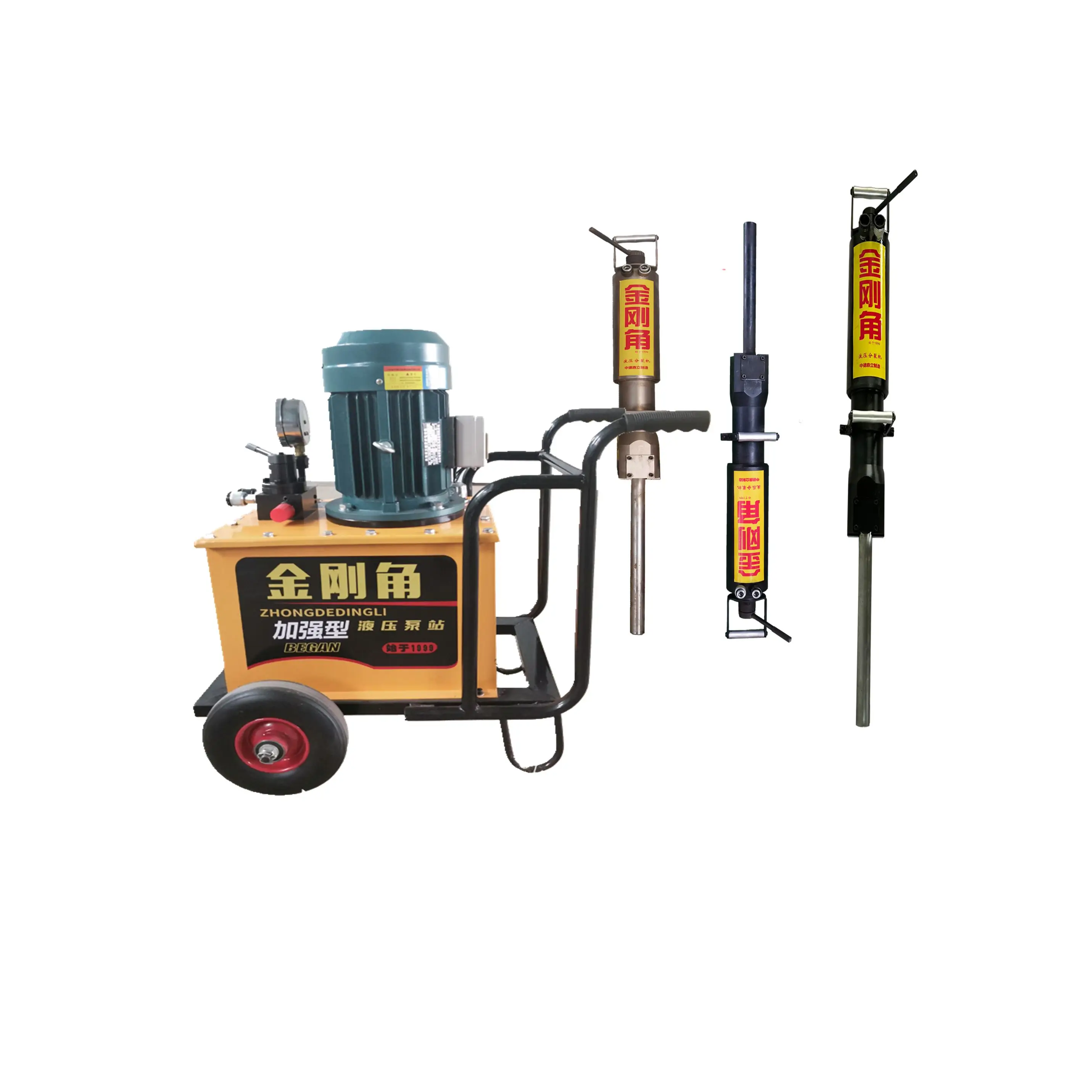 Selient quarrying and mining equipment, hydraulic rock splitter with a set of wedge,diesel and electric powered rock splitter