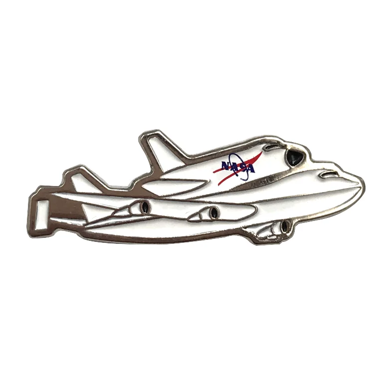 
China manufacturer custom nasa rocket nickel plated metal soft enamel lapel pin army 