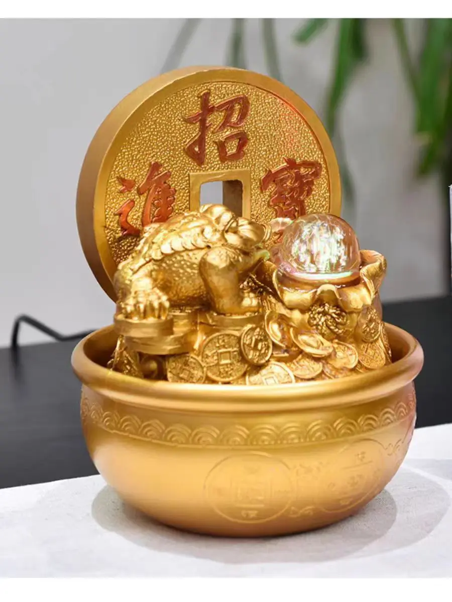 Home Decoration Gold Ingot Resin Crafts Feng Shui Fountain Desktop Gifts Housewarming Gift Indoor Water Fountain