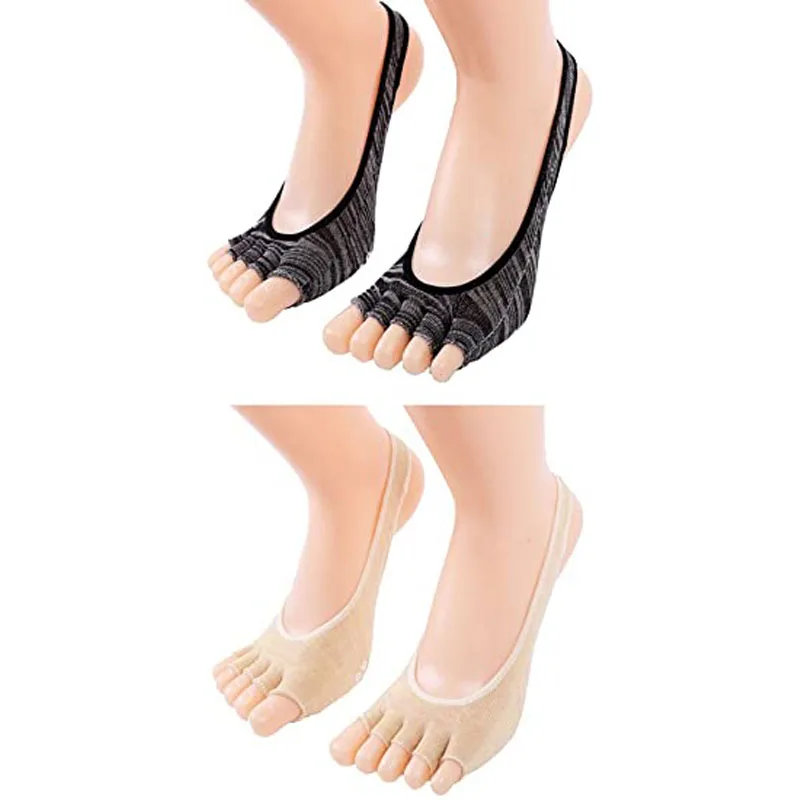 Women Toeless Pilates Ballet Socks Non-slip No Show Yoga Socks With Grip