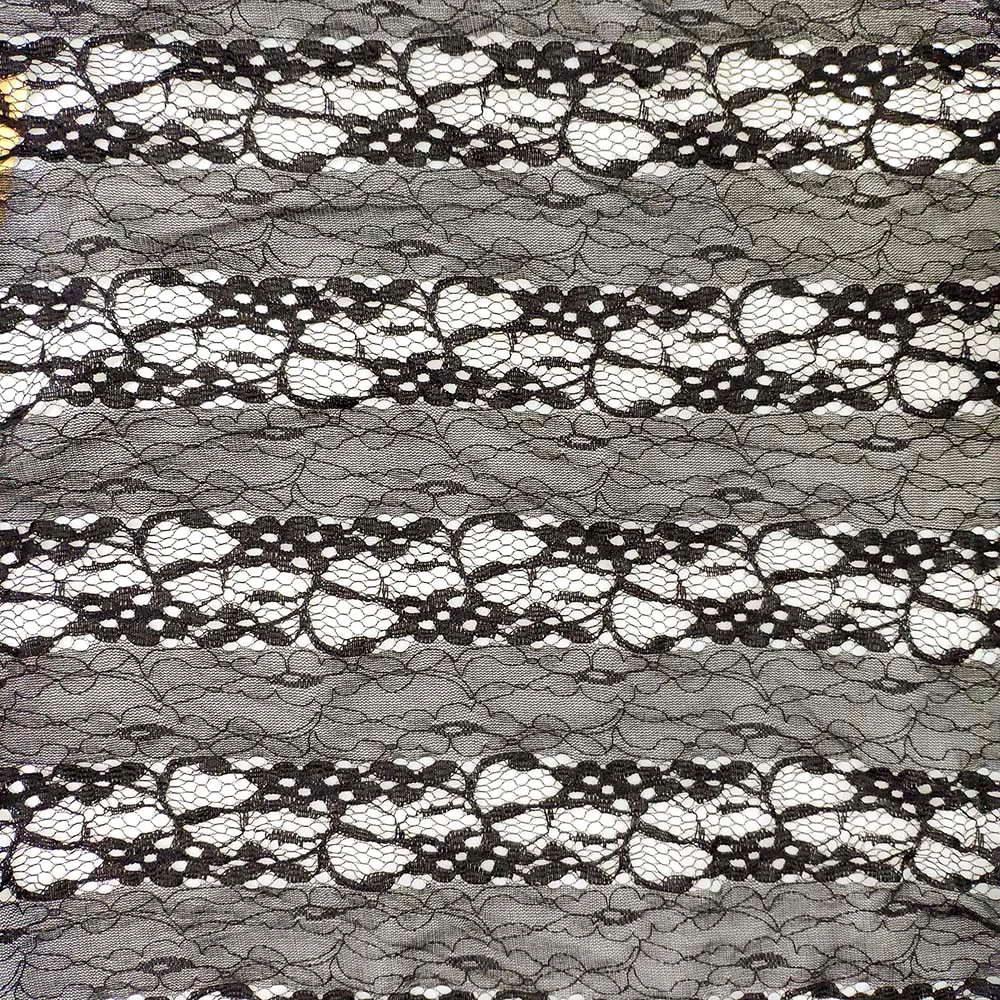 Latest Design Black Flower Bridal Nylon Spandex Lace Fabric For Wedding Decoration