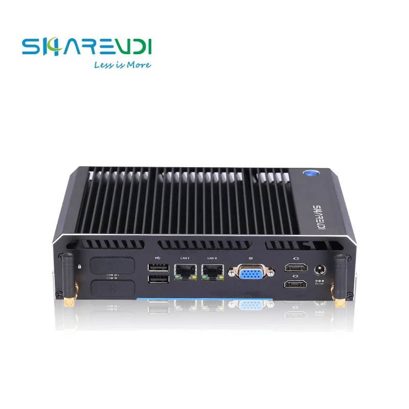Fanless Compact 2 Lan i3 5005U i5 5300U 4K TPM X86 RS232/RS485 GPIO 9-36V barebone system Industrial mini pc for Kiosk