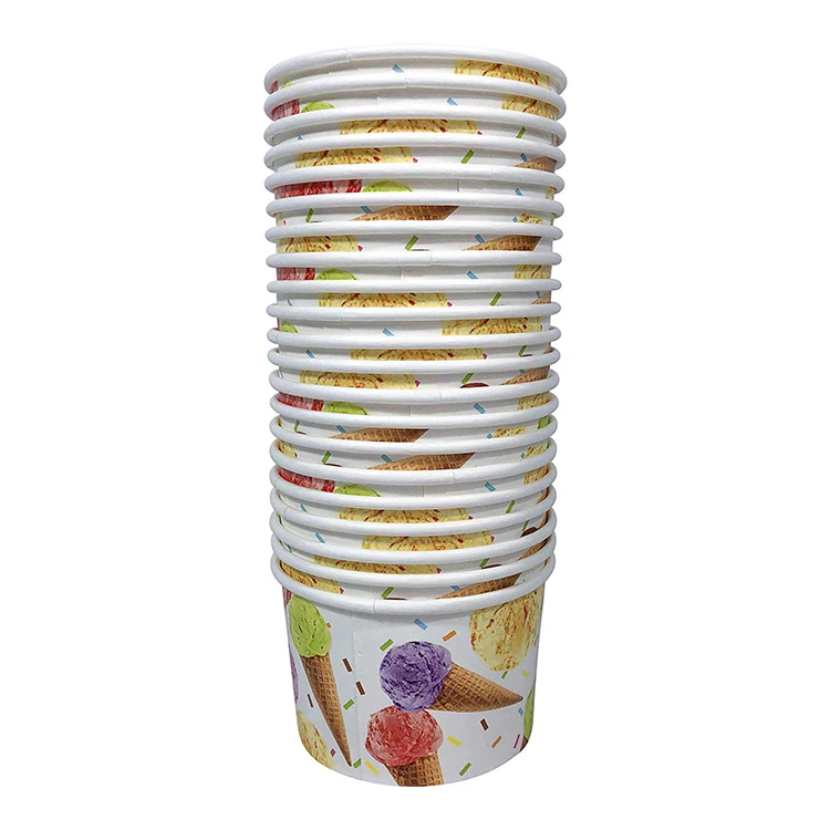 4oz PE coated design biodegradable ice cream paper cup with lids