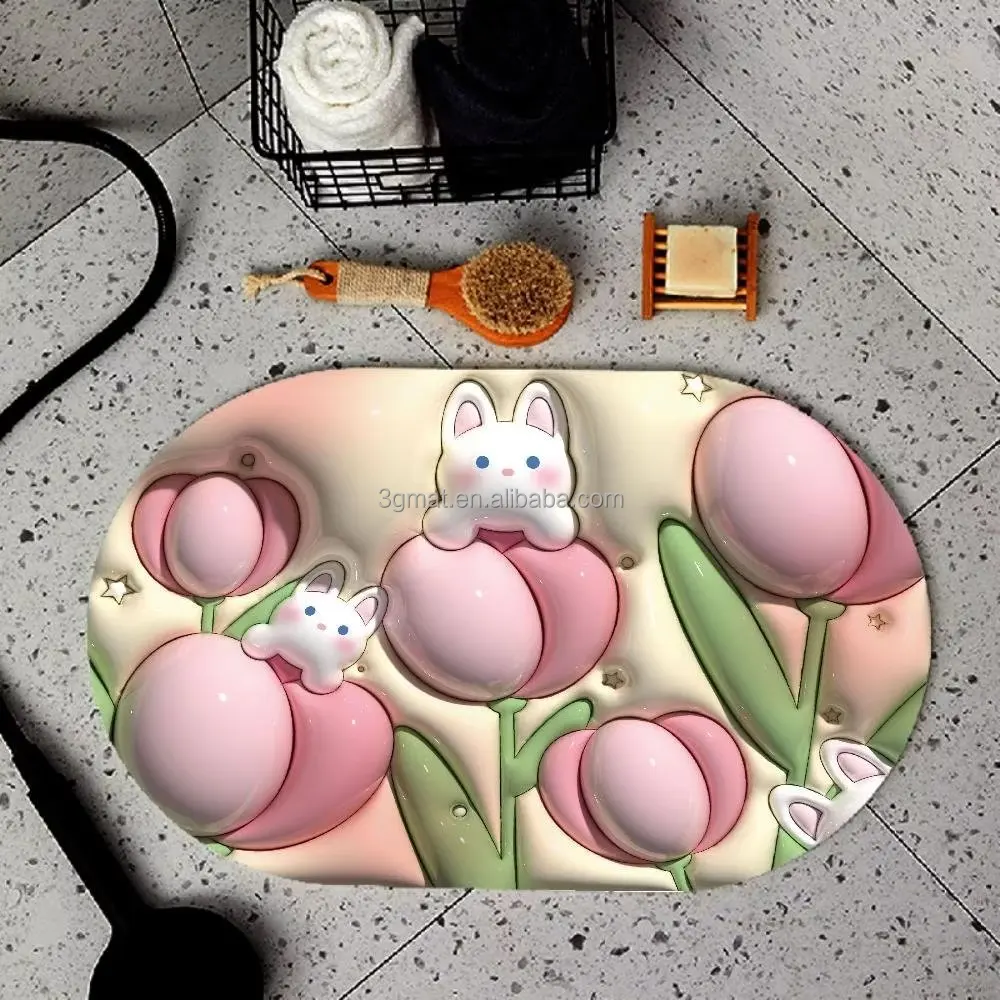 Wholesale 3G Mat With 3d Printed Diatom Mud Absorbent Bathroom Floor Mat