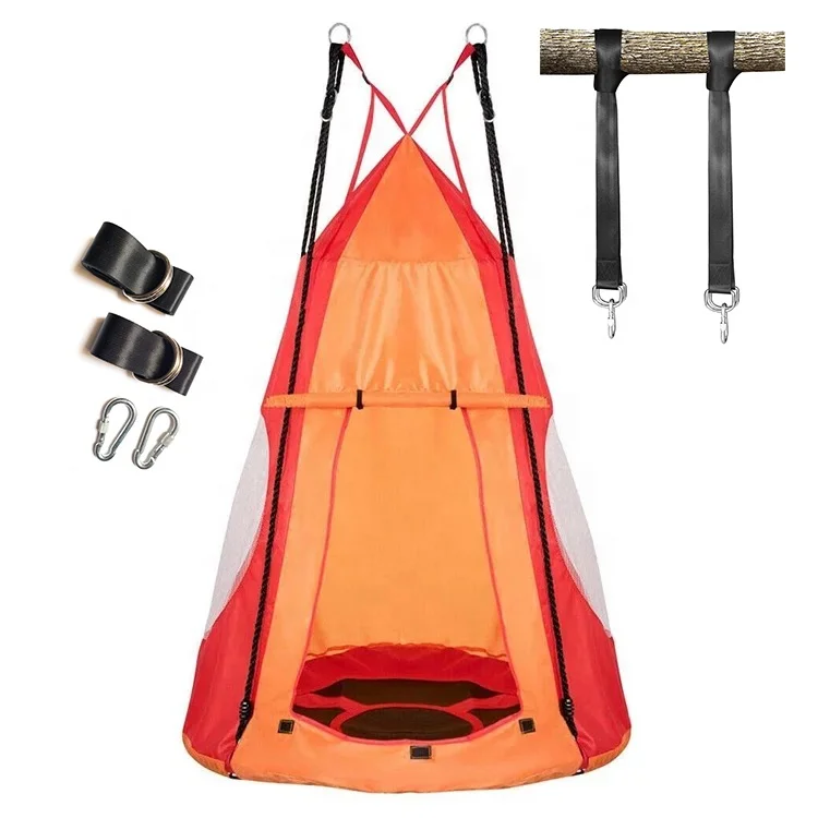 Kids Tree Saucer Pod Swing 40 inch with Roof