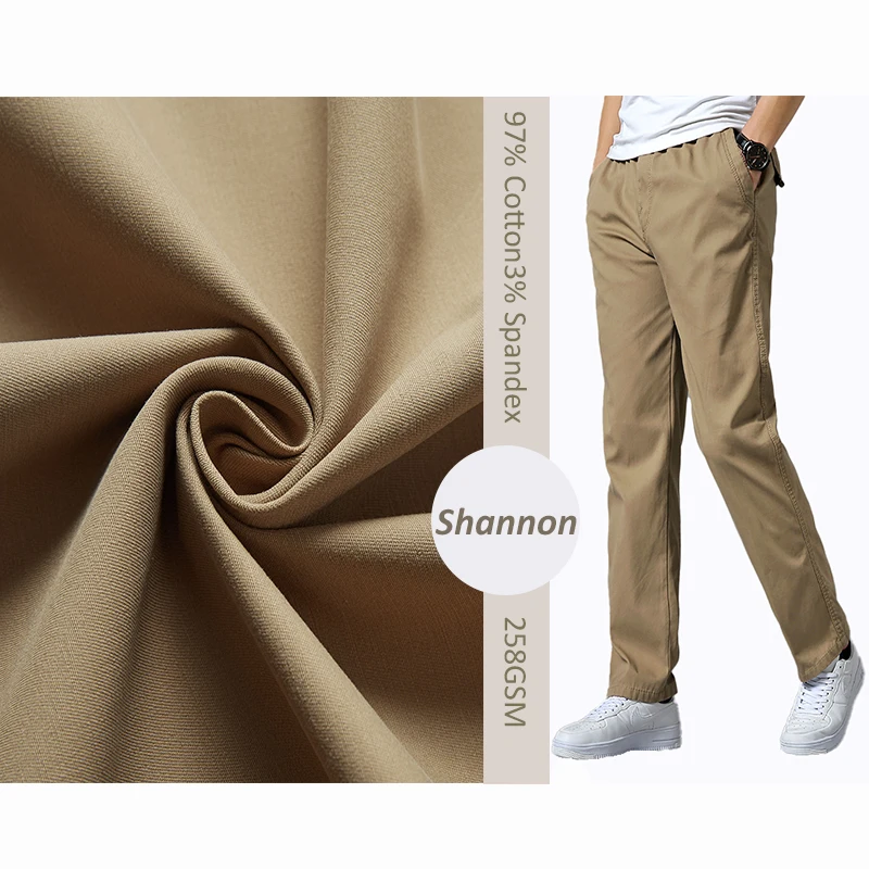 Eco-friendly Wholesale Fabrics 97% Cotton 3% Elastane Spandex Twill Fabric for Pants