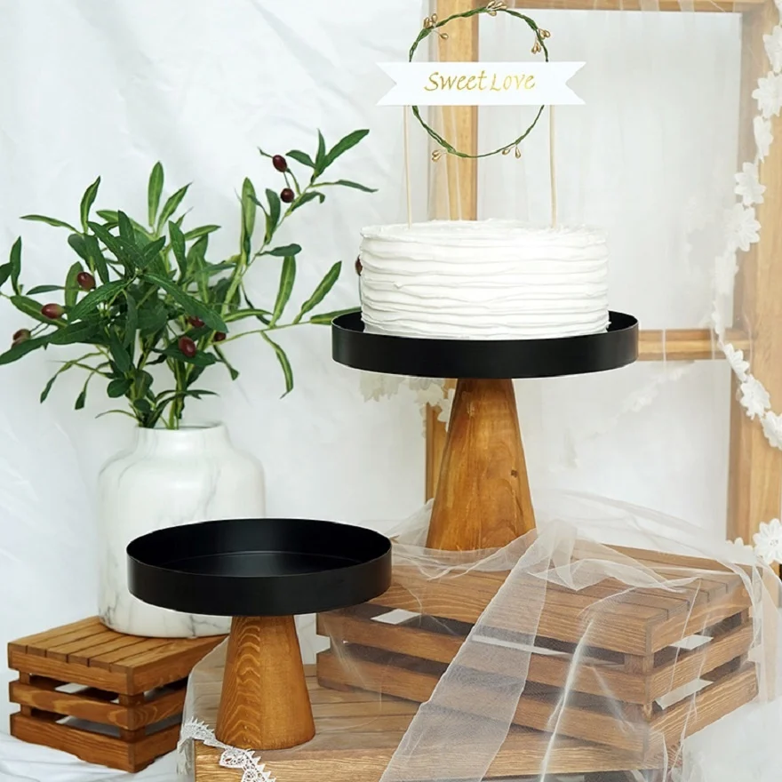 Factory direct dessert table cake stand ins style wedding photo prop tray Nordic log cake display trays