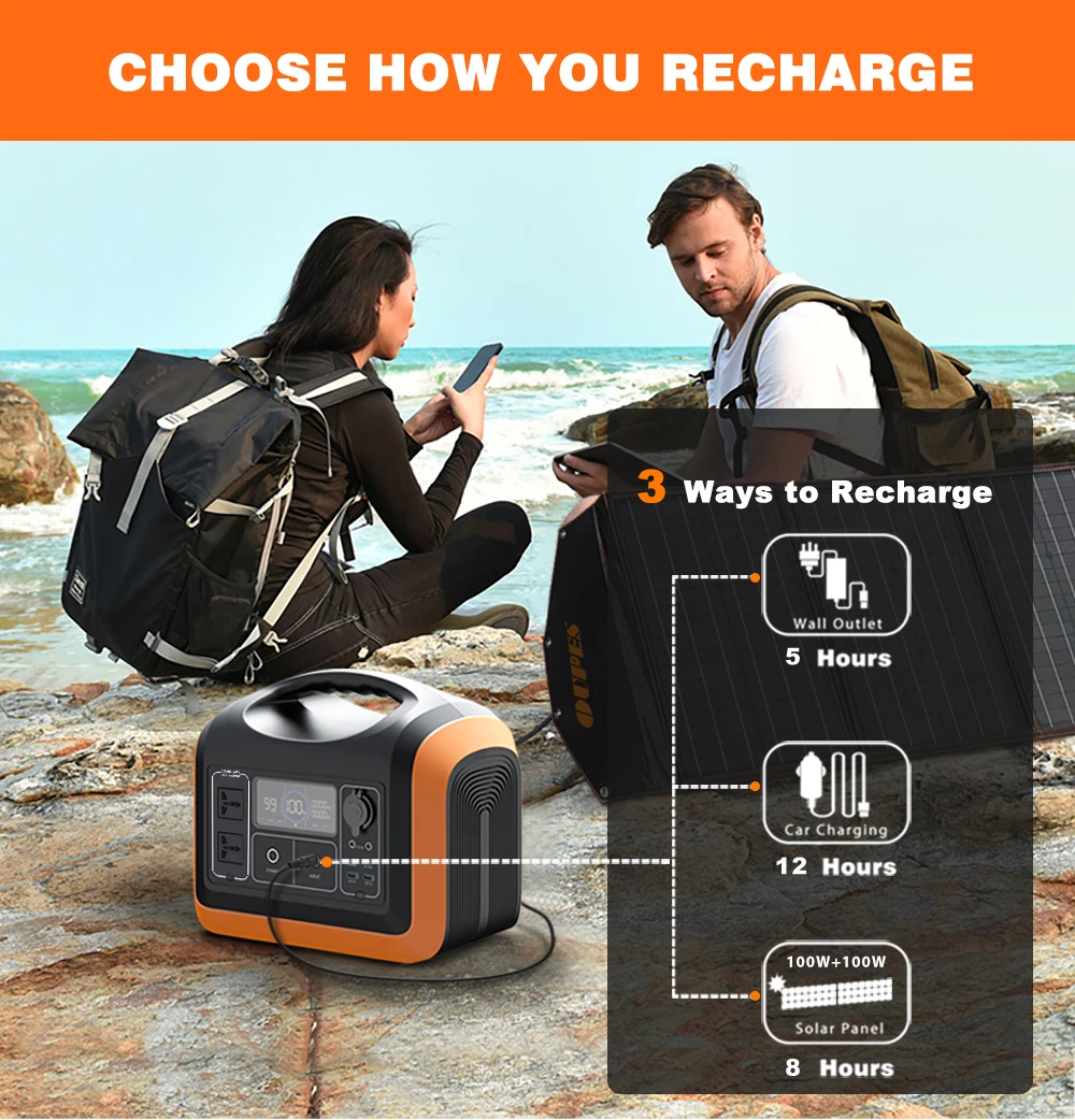 SOUOP 600W 1200W Powerstation Lithium Battery 500W 1000W Rechargeable Portable Power Station