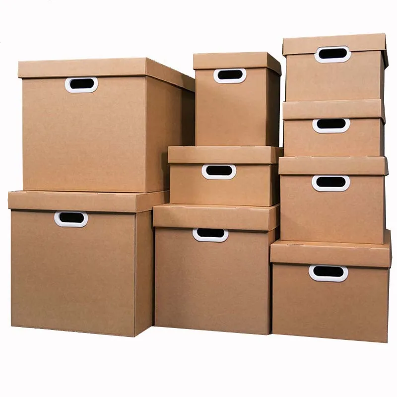 Wholesale custom big corrugated cardboard box household moving box cheap adjustable handle corrugated closet house