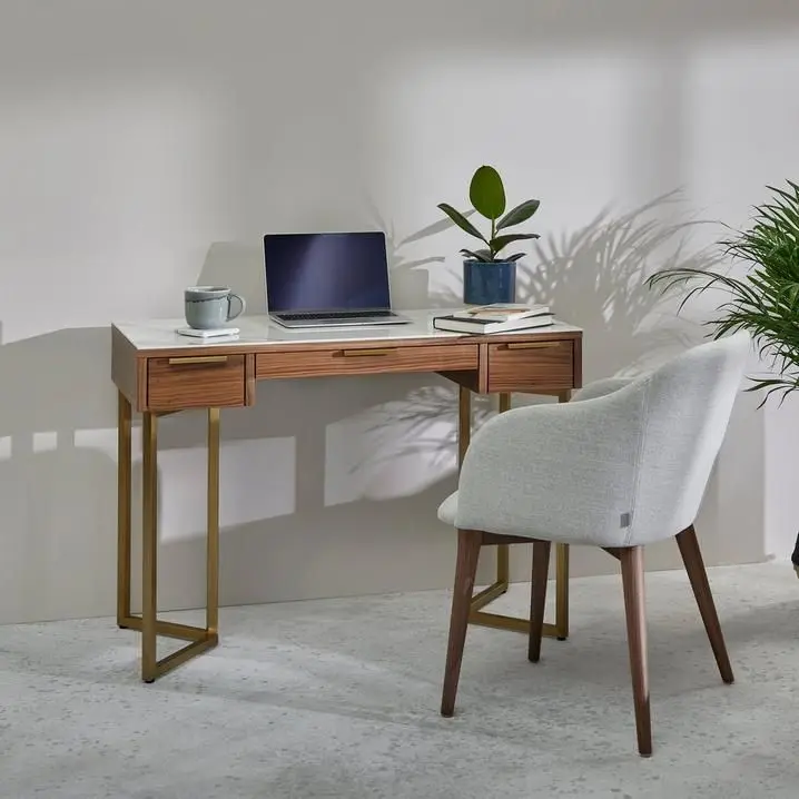 Custom Modern Studio Writing  PC  Desktop Table Walnut Wooden And Ceramic Computer Desks With Drawer For Home Office