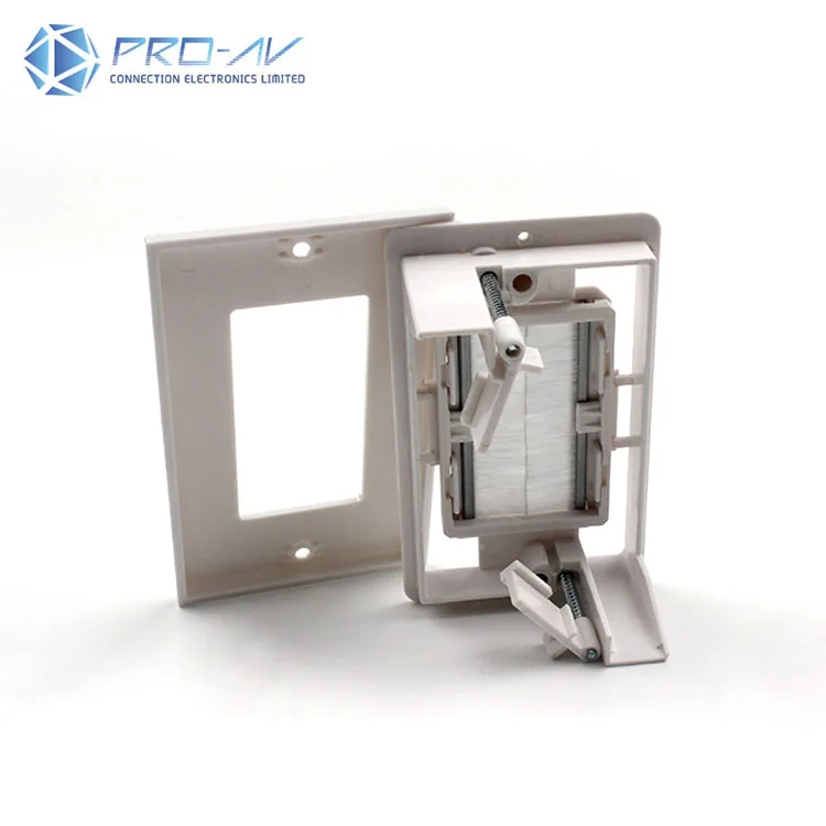 1 Gang Brush Wall Plate Cable Pass Through Insert Switch Device Wall Mount Plate Brush wall plate, two-piece