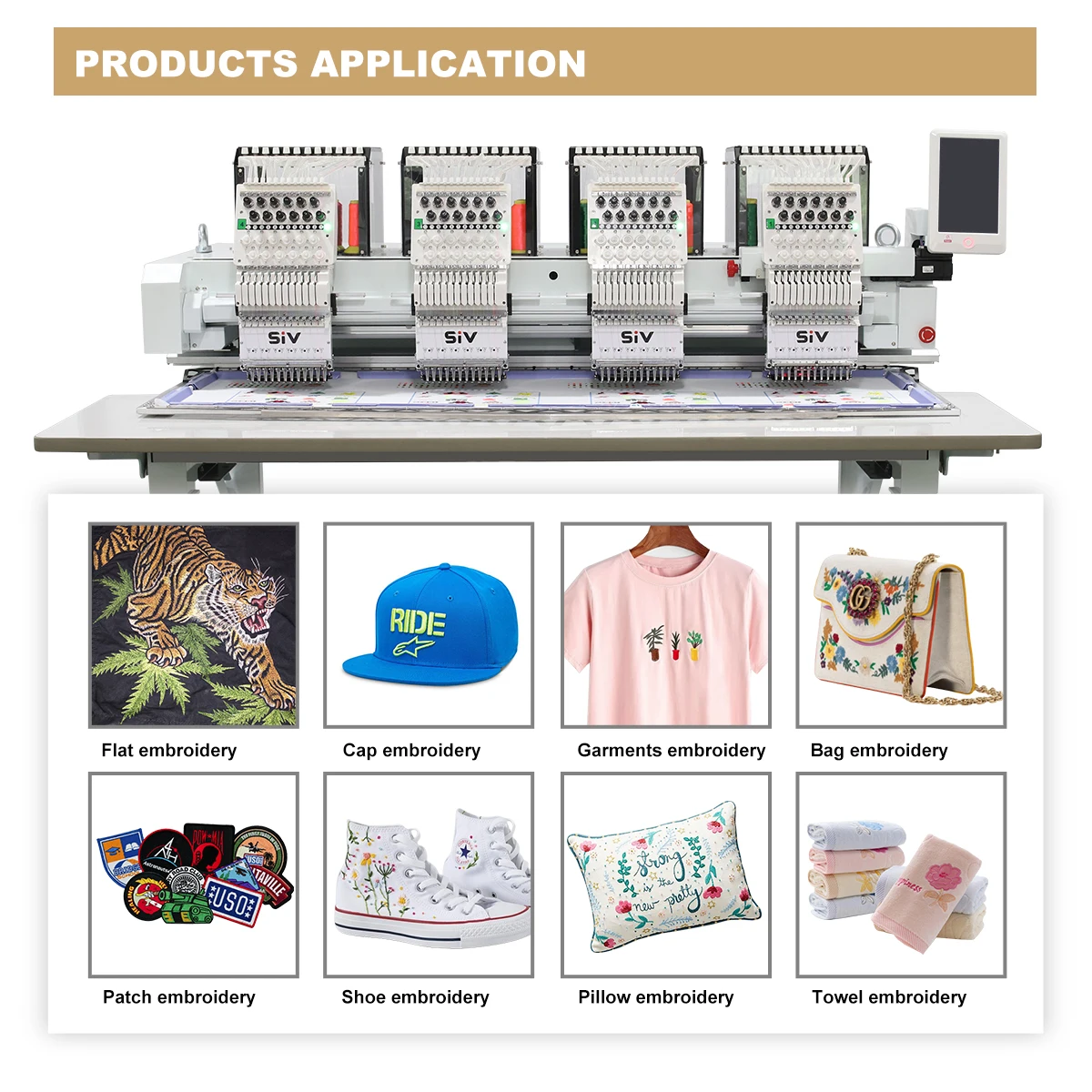 SIV factory supply automatic computer embroidery machine cap embroidery machine 4 head embroidery machine