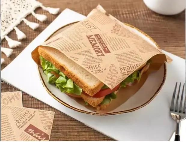Custom L-Shaped Opening Food Grade Ready-to-Wrap Sandwich Baking Oil-Proof Packaging Triangle Paper Bag with Your Logo