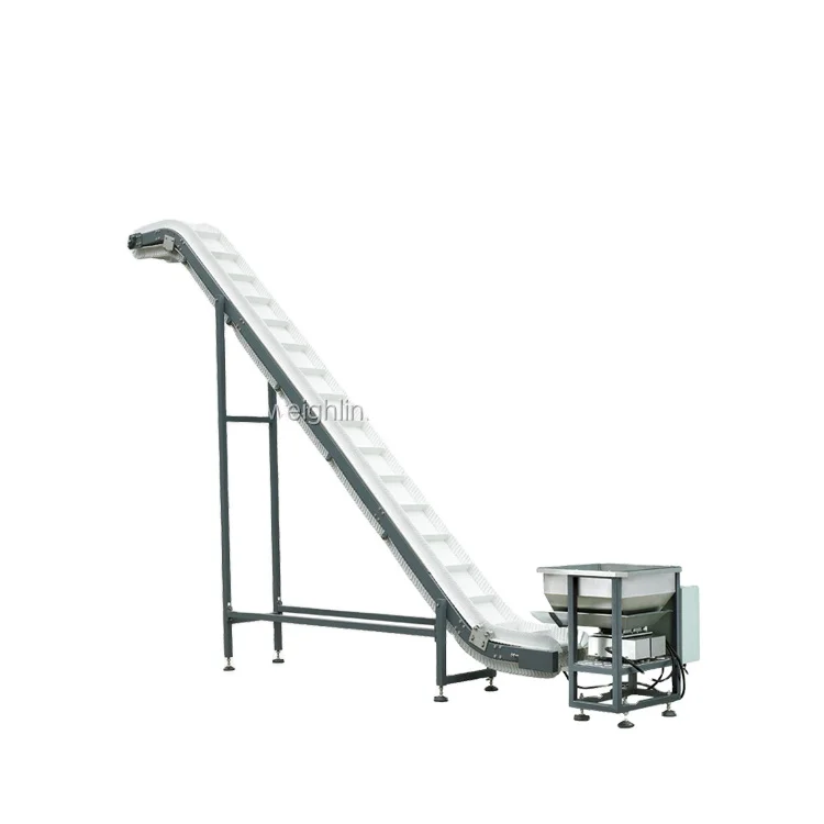 Food Grade Inclined Tilting Slanted Type Cleat-belt Conveyor Food Weighing Packaging Line Belt Conveyor Plastic Auto or Manual