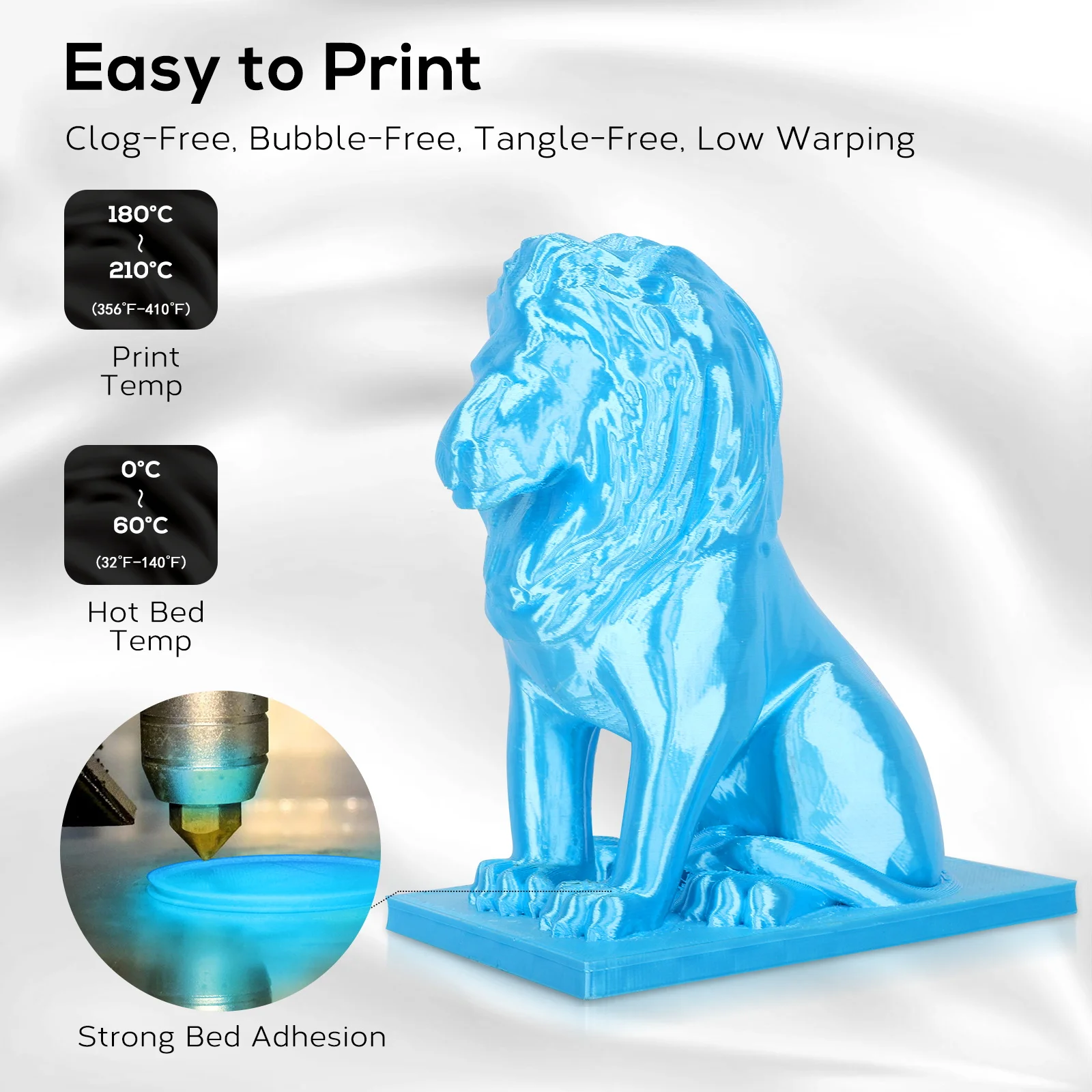 CooBeen High Quality 3D Printer Filament SILK PLA 1.75mm/1kg 2.2lb Spool Reel Neat Winding Factory