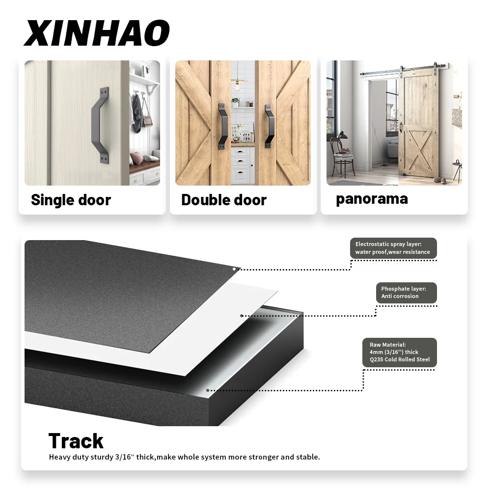 Rustproof Barn Door Cast Iron Pull Handle for Wooden Sliding Door Cabinet Pull,door & Window Handles Graphic Design Steel Black