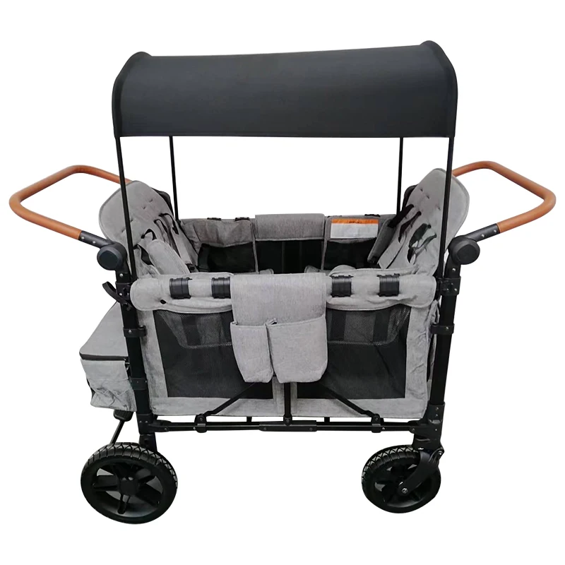 Folding 4 Seat Wagon Stroller with Canopy for Kid