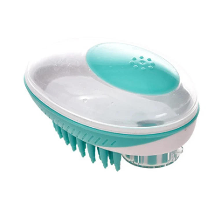 2 In 1 Massage Wholesale Cheap Plastic Silicone Dog hair Brush Dog Bath Brush With Soap Dispenser