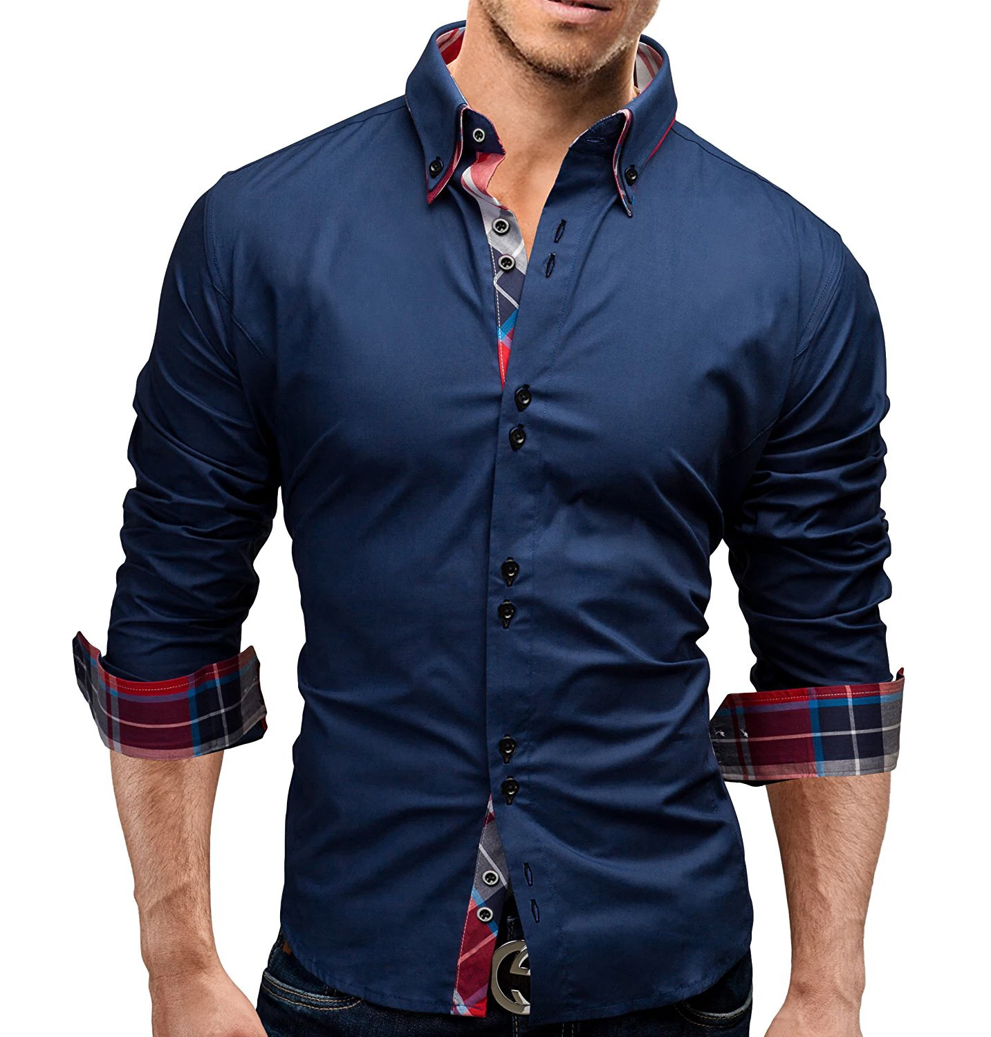 Wholesale Long Sleeve Button Up Custom Mens Shirts Fashion Casual Turn-down Collar Shirt