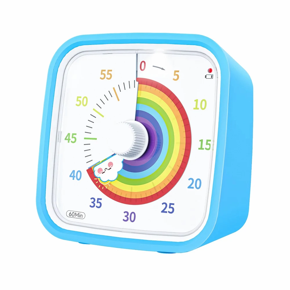 Бесшумный инструмент для управления временем Радужный диск таймер обратного отсчета 60 минут визуальный с защитным чехлом