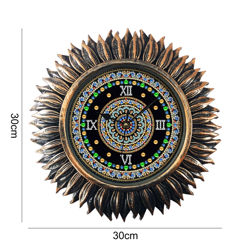 New creative DIY diamond painting hand-paste diamond wall clock Vintage Copper Living room Decoration Clock