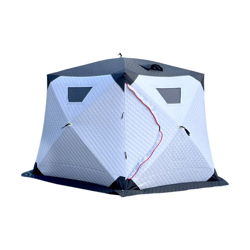 Winter Outdoor Portable Automatic five-Layer Oxford Fabric Cotton Fiberglass Poles Hexagon Fishing Tent