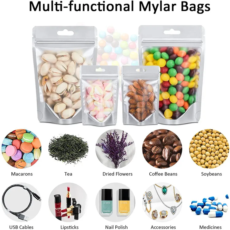 Ziplock Stand Up Bags with Matte Window, Reusable, Heat-Sealable for Home or Business