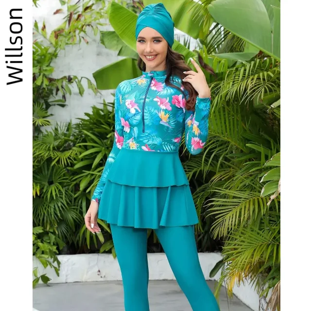 Burkini Muslim Swimwear 3 Pcs Long Burkini Islamic Swimwear Modest Swimsuit Women Skirt for Swimsuit Woman Prayer Clothes Women