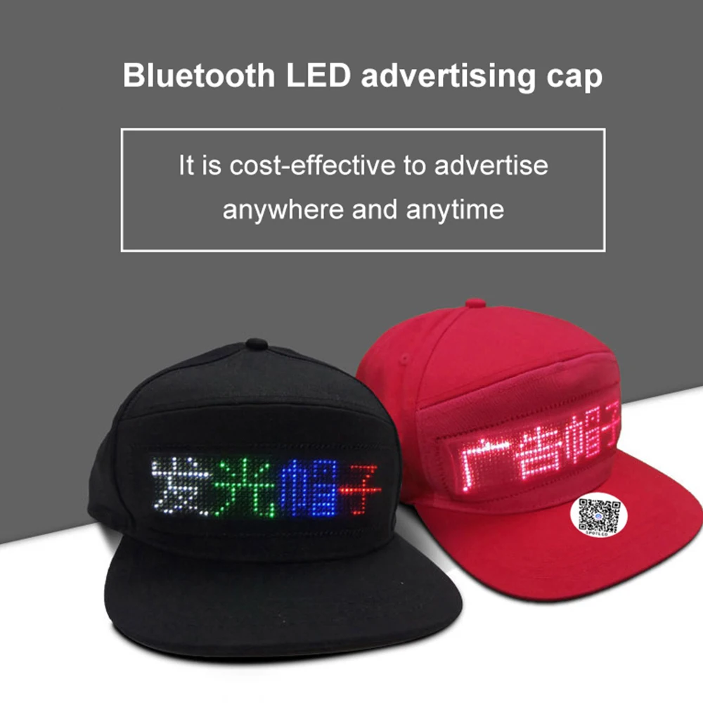 Usb Rechargeable Unisex Baseball Cap App Programmable Led Scrolling Message Display Board Hip Hop Street Advertising Hat Factory