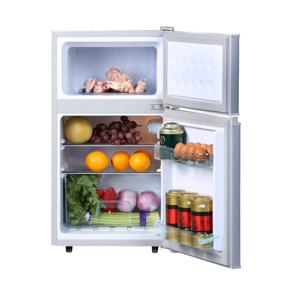98 Liters Two Door Freezer Fridge Top Freezer Small Double Door Refrigerator BCD-98