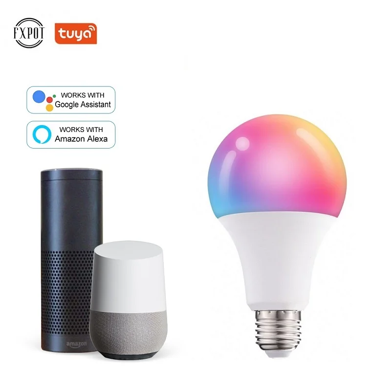 Умная Светодиодная лампа Fxpot, китайская фабрика, продажа, умный продукт жизни, RGB затемняющее Освещение E27 10 Вт, светодиодная умная лампа с лампой Alexa