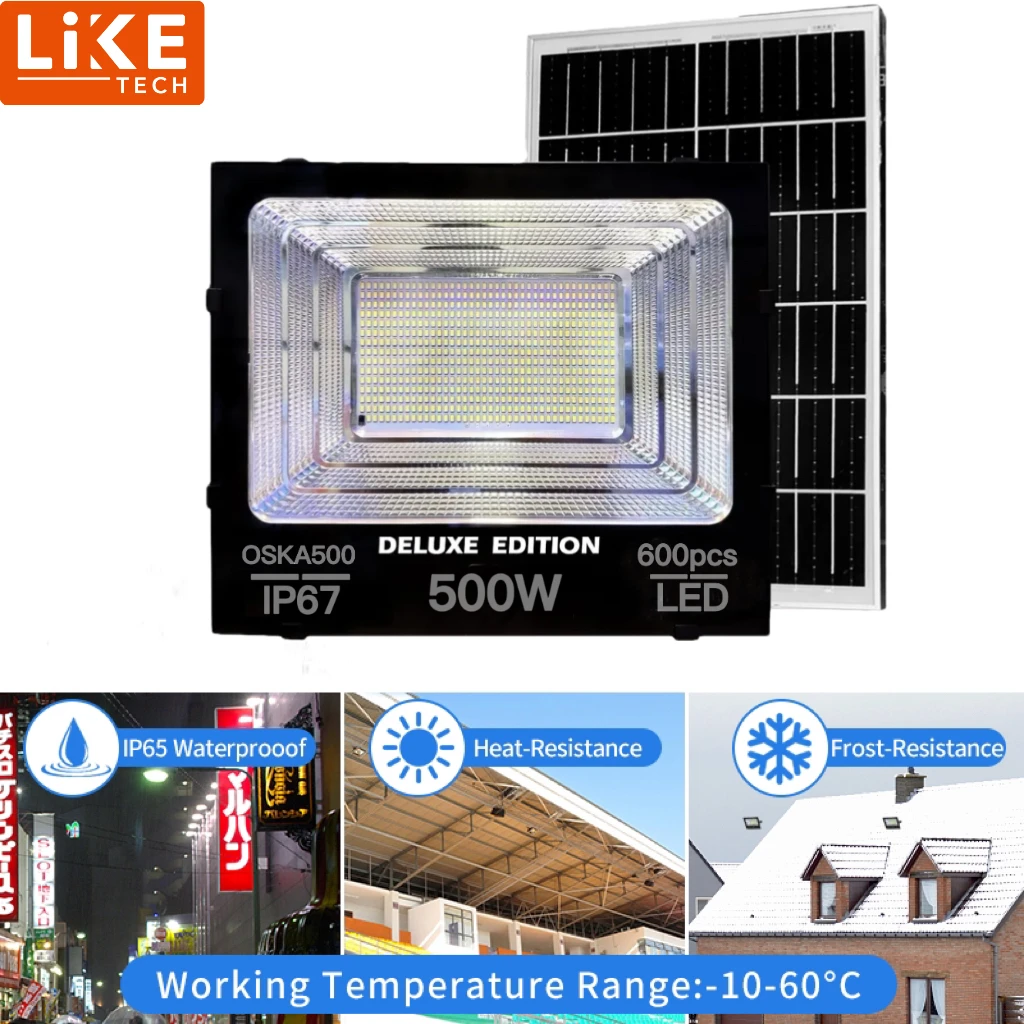 LikeTech 100 Вт 200 300 400 500 садовые настенные Водонепроницаемые светодиодные уличные Солнечные прожекторы 1000