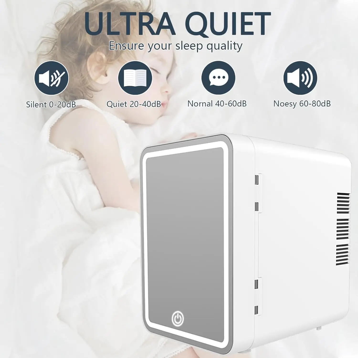 Mini Fridge with Dimmable LED Mirror Cooler and Warmer Refrigerators for Car Bedroom Hotel