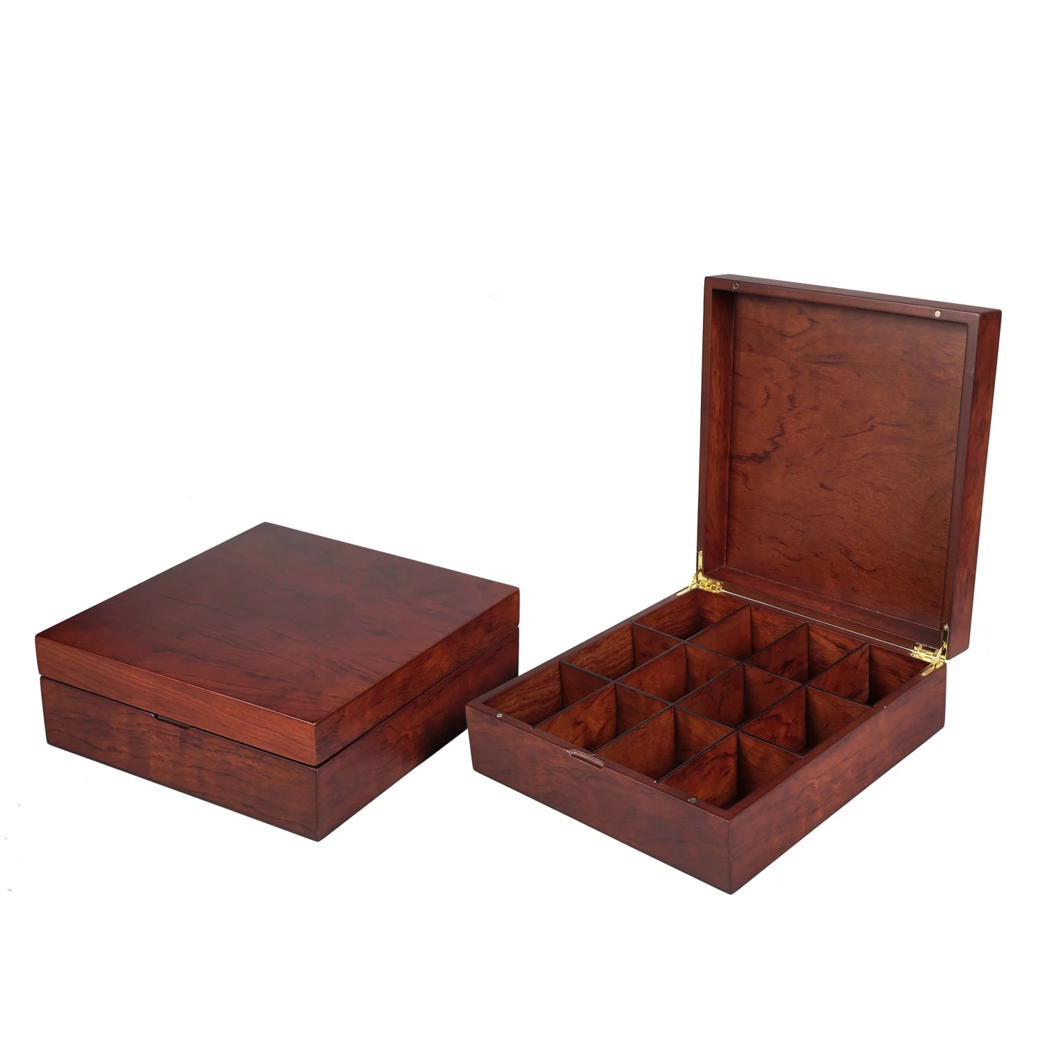Luxury Rosewood 12 Compartment Custom Logo Large Wooden Tea Gift Box Packaging