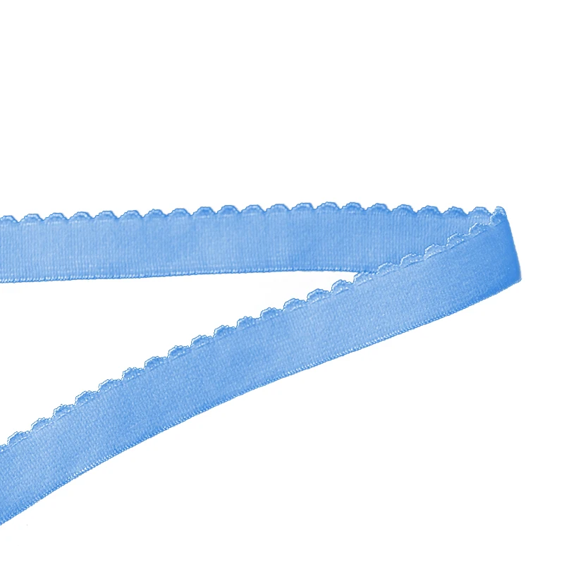 OEM Order Factory Guangdong  Blushed Picot Elastic Band 12mm Width Blue Webbing Strap Custom Color Plush Elastic Underwear