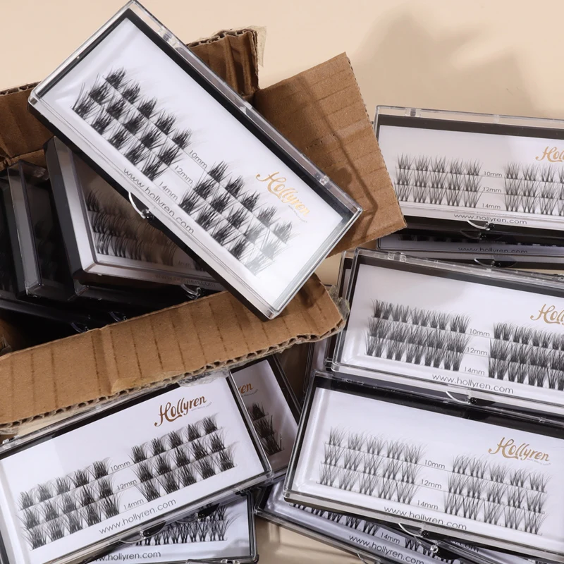 Hollyren Lash DIY Eyelash Extensions Private Label Segmented DIY Lash Extensions Pre-Cut DIY Home Lash Extensions Full Kit